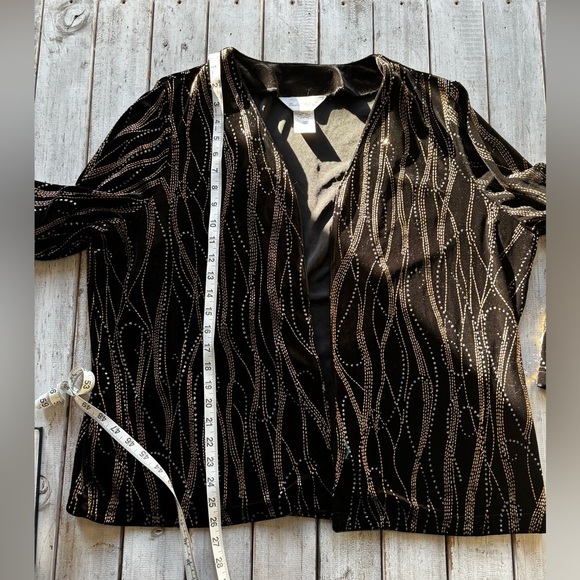 Elisabeth Williams | velvet | bling | open front | jacket | XL - Picture 3 of 8